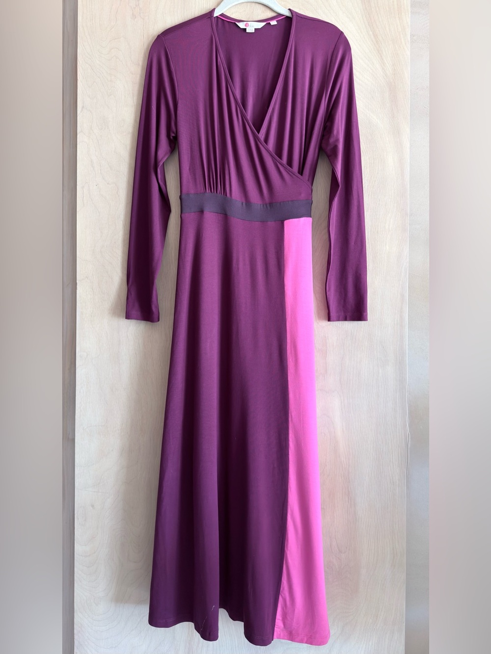 Boden Laurie Jersey Wrap Dress Colorblock Petite Plum Pink Women’s 6P Midi